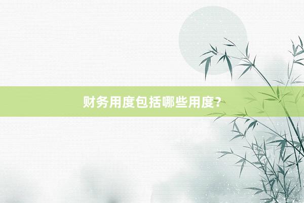 财务用度包括哪些用度？